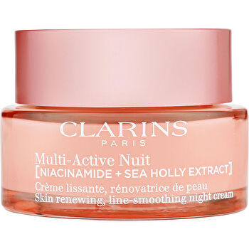 Clarins Multi-Active Nuit (Niacinamid + Stranddistelextrakt) Hauterneuernde, faltenglättende Nachtcreme für trockene Haut, 50 ml