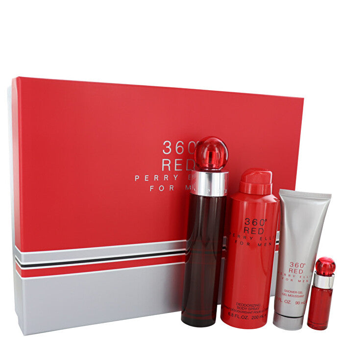 Perry Ellis Perry Ellis 360 Red Geschenkset – 3,4 oz Eau de Toilette Spray + Mini Eau de Toilette Spray + 6 oz Körperspray + 3 oz Duschgel