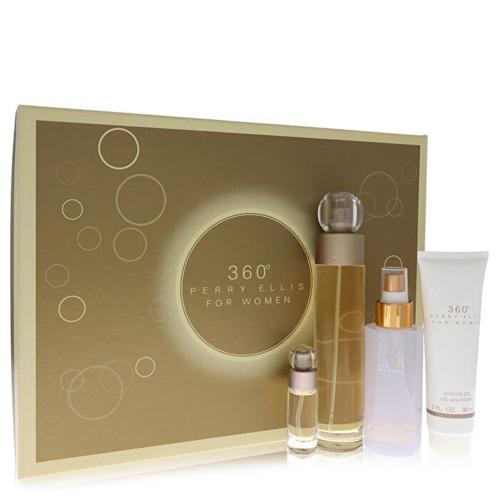 Perry Ellis Perry Ellis 360 Geschenkset – Eau de Toilette Spray + 4 oz Body Mist + 3 oz Duschgel + .25 Mini Eau de Toilette Spray