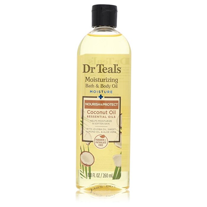 Dr Teal's Dr Teal's Feuchtigkeitsspendendes Bade- und Körperöl, pflegendes Kokosöl mit ätherischen Ölen, Jojobaöl, Süßmandelöl und Kakaobutter, 260 ml/8,8 oz
