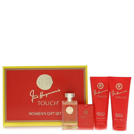 Fred Hayman Touch Geschenkset – Eau de Toilette Spray + 6,7 oz Bodylotion + 6,7 oz Duschgel + 0,61 oz Pocket Soray