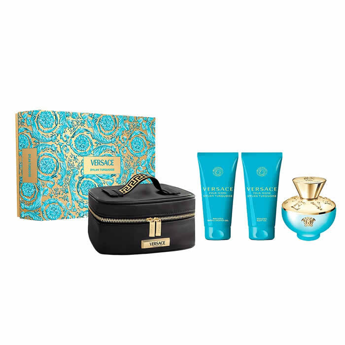 Versace Pour Femme Dylan Turquoise Eau De Toilette 100ml & Sg 100ml & Bg 100ml & Cosmetic Bag (woman)