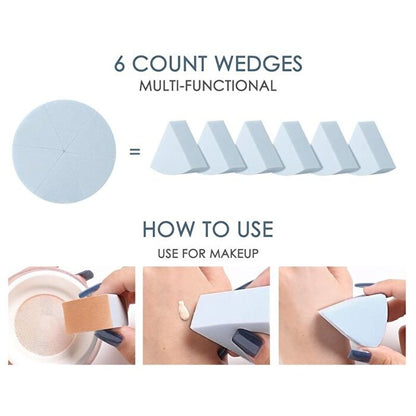 Match Max Make Up Sponge - 6 Count Wedges - 08 Light Blue - 1pc