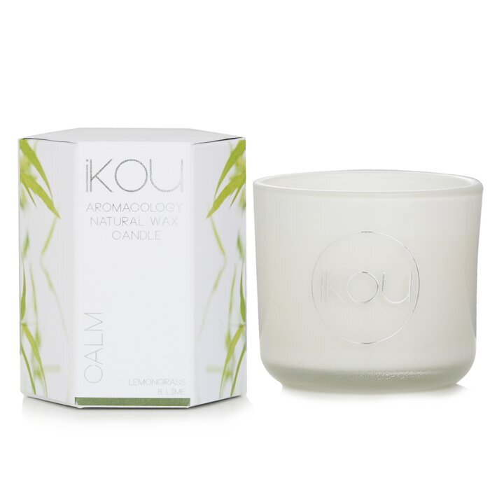 iKOU Eco-Luxury Aromacology Kerzenglas aus natürlichem Wachs – Calm (Zitronengras und Limette), 85 g