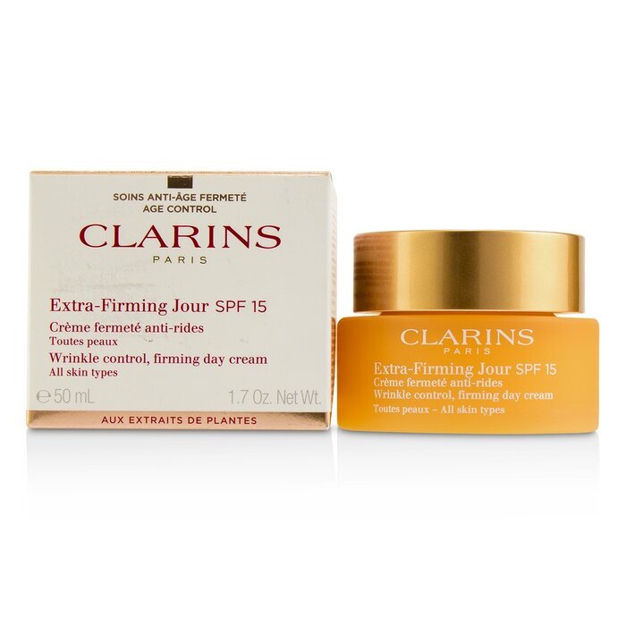 Clarins Extra-Firming Jour Wrinkle Control, straffende Tagescreme LSF 15 – alle Hauttypen, 50 ml