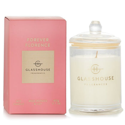 Glasshouse Dreifach-Duftkerze aus Soja – Forever Florence (Wilde Pfingstrosen und Lilie) 60 g/2,1 oz
