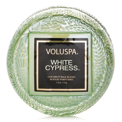 Voluspa Macaron-Kerze – Weiße Zypresse, 51 g/1,8 oz
