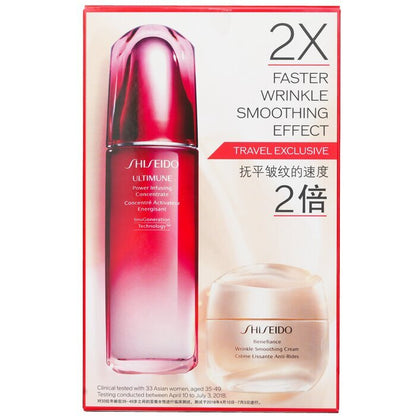 Shiseido Defend &amp; Regenerate Power Faltenglättungsset: Ultimune Power Infusing Concentrate N 100ml + Benefiance Faltenglättungscreme 50ml 2St
