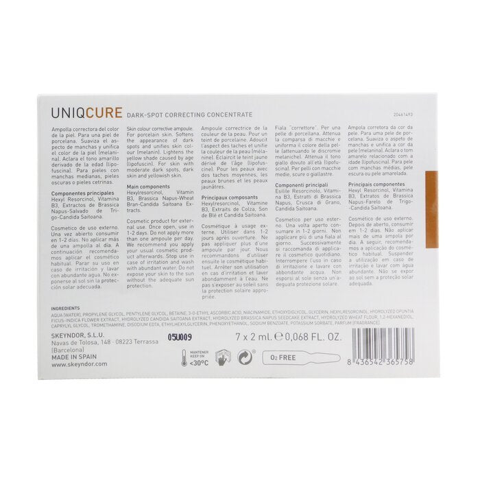 SKEYNDOR Uniqcure Dark-Spot Correcting Concentrate (Für Haut mit mäßigen dunklen Flecken, dunkle Haut und gelbliche Haut) 7x2ml/0,068oz
