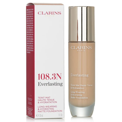 Clarins Everlasting langanhaltendes und feuchtigkeitsspendendes, mattes Make-up – Nr. 108.3N Organza, 30 ml