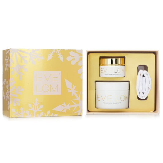 Eve Lom Begin &amp; End Geschenkset: Reiniger 200 ml/6,8 oz + Feuchtigkeitscreme 50 ml/1,6 oz + Musselintuch 3-tlg.