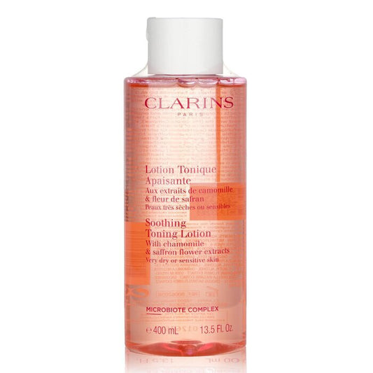 Clarins Beruhigende Toning Lotion mit Kamillen- und Safranblütenextrakten – Sehr trockene oder empfindliche Haut, 400 ml