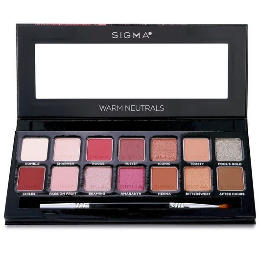 Sigma Beauty Warm Neutrals Lidschatten-Palette (14x Lidschatten + 1x Pinsel mit zwei Enden) 19,04 g/0,67 oz