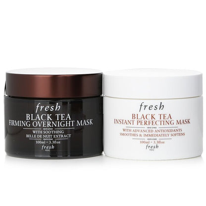 Frischer Schwarztee-Aging-Verzögerungs-Set für Nacht und Tag: Schwarztee-Sofort-Perfektionsmaske 100 ml + Schwarztee-Straffungs-Nachtmaske 100 ml 2 x 100 ml/3,3 oz