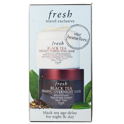 Frischer Schwarztee-Aging-Verzögerungs-Set für Nacht und Tag: Schwarztee-Sofort-Perfektionsmaske 100 ml + Schwarztee-Straffungs-Nachtmaske 100 ml 2 x 100 ml/3,3 oz