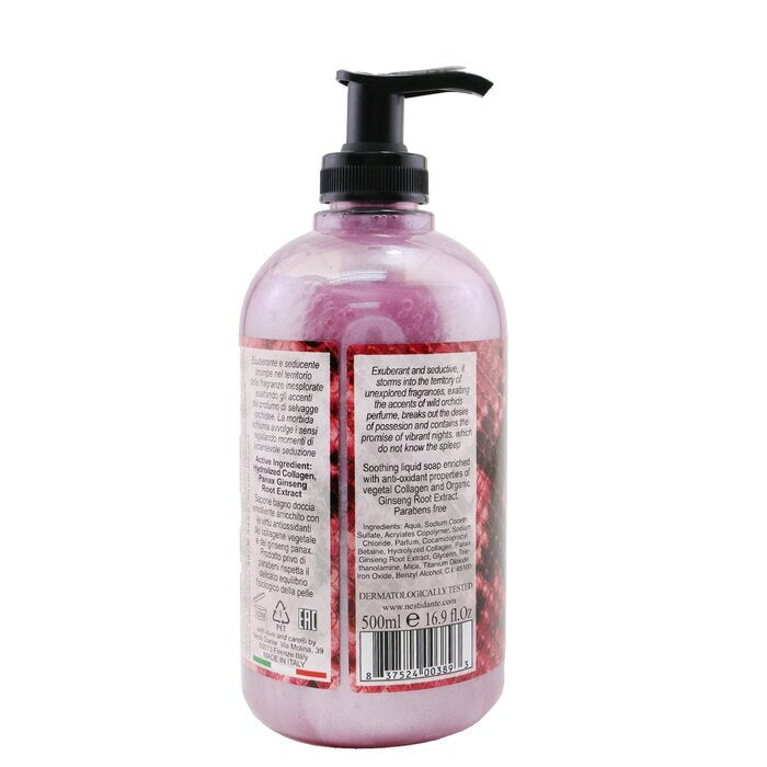 Nesti Dante Chic Animalier Flüssigseife für Hände und Gesicht mit pflanzlichem Kollagen und Ginseng – Wilde Orchidee, rote Teeblätter und Tiare, 500 ml