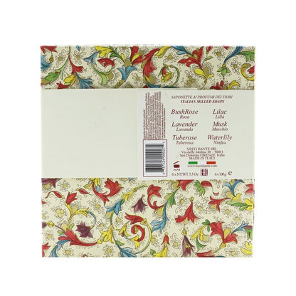 Nesti Dante Floral Notes Seifenset: (Flieder + Buschrose + Tuberose + Lavendel + Wasserlilie + Moschus) 6x 100 g/3,5 oz