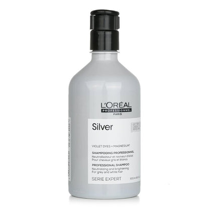 L'Oreal Professionnel Serie Expert – Silberviolette Farbstoffe + Magnesium-Neutralisierungs- und Aufhellungsshampoo (für graues und weißes Haar) 500 ml/16,9 oz