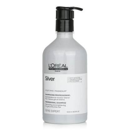 L'Oreal Professionnel Serie Expert – Silberviolette Farbstoffe + Magnesium-Neutralisierungs- und Aufhellungsshampoo (für graues und weißes Haar) 500 ml/16,9 oz