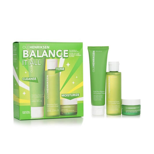 Ole Henriksen Balance It All Oil Control &amp; Porenverfeinerndes Set: Reiniger 60 ml + Toner 65 ml + Feuchtigkeitscreme 15 ml, 3-tlg.
