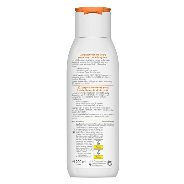 Lavera Body Lotion (Revitalisierend) – Mit Bio-Orange &amp; Bio-Mandelöl – Für normale Haut 200ml/7oz
