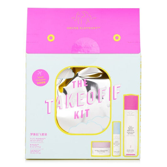 Drunk Elephant The TakeOff Kit: TLC Framboos Nachtserum 50 ml + B-Hydra Serum 8 ml + Lala Retro Schlagsahne 15 ml 3-tlg.