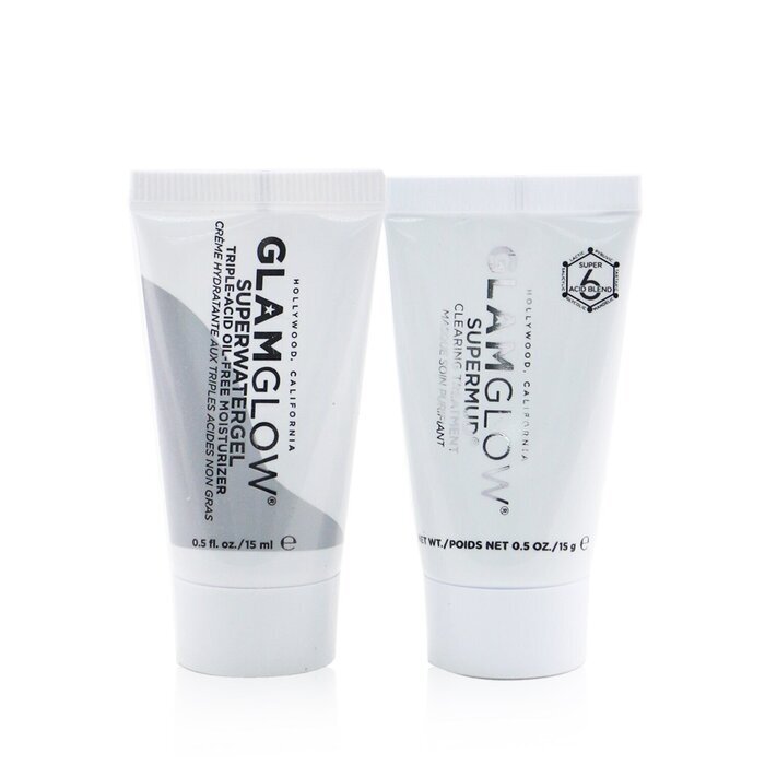 Glamglow Porenreinigendes und -minimierendes Set: Supermud Clearing Treatment 15 g + Superwatergel Moisturizer 15 ml, 2 Stück