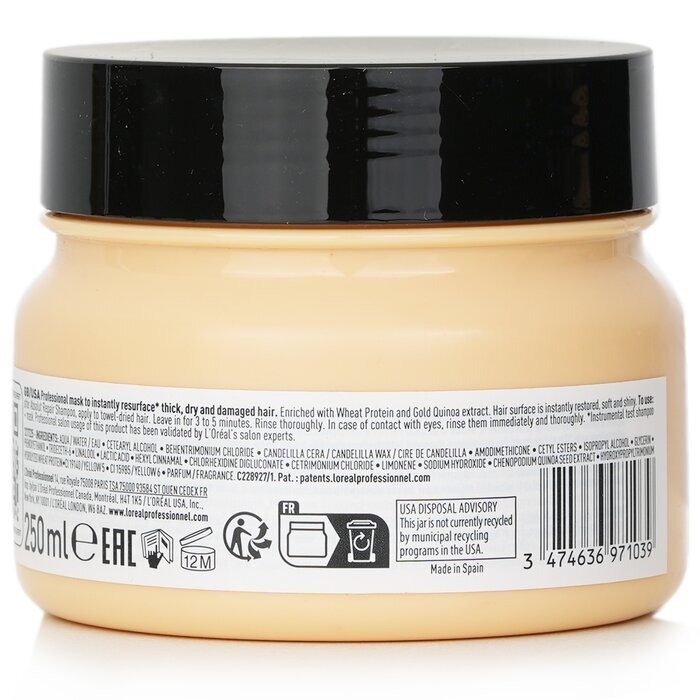 L'Oreal Professionnel Serie Expert - Absolut Repair Gold Quinoa + Protein Instant Resurfacing Mask (für trockenes und strapaziertes Haar) 250ml/8,5oz