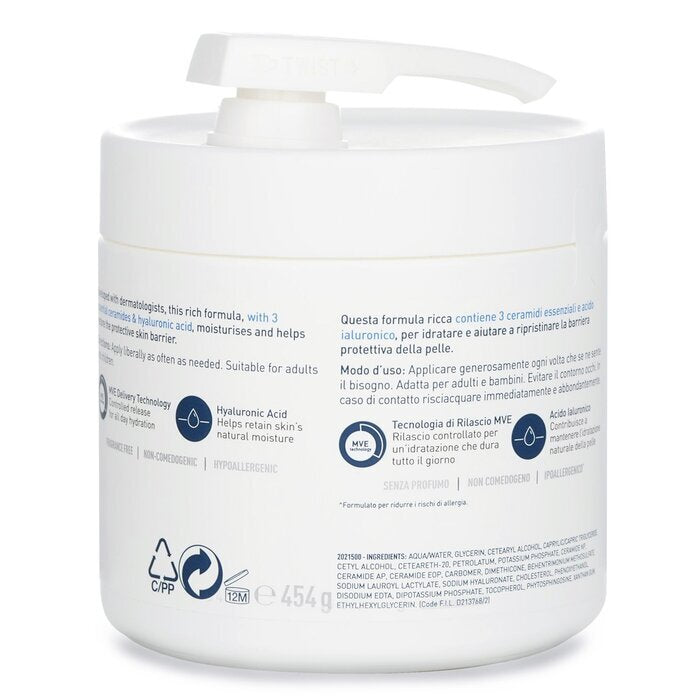 CeraVe Feuchtigkeitscreme für trockene bis sehr trockene Haut (mit Pumpe) 454 g/16 oz