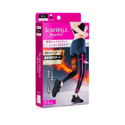 SlimWalk Compression Leggings with Taping Function for Sports - Black (Size: M-L) 1pair