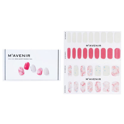 Mavenir Nagelaufkleber (Pink) – # Rosenquarz-Marmornagel, 32 Stück