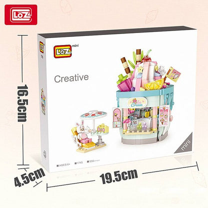 LOZ Dream Amusement Park Series - Foldable Ice Cream Shop Building Bricks Set 13.5 x 18 x 8cm