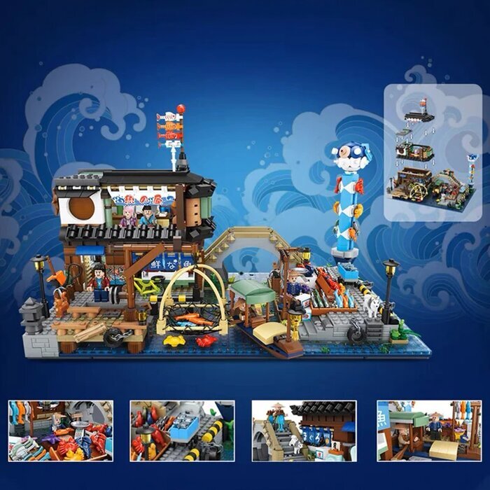 LOZ Mini Blocks - Japanese Fish Stall Building Bricks Set 40 x 28 x 9.5cm