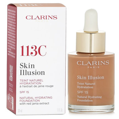 Clarins Skin Illusion Natürliche feuchtigkeitsspendende Grundierung SPF 15 – Nr. 113 Kastanie, 30 ml