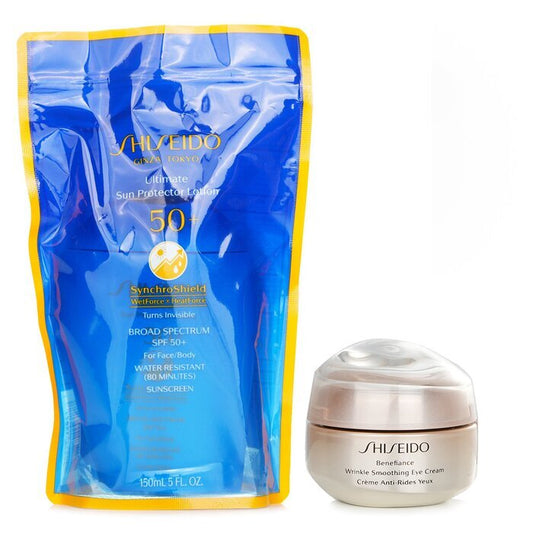 Shiseido Ultimate Sun Protector Lotion SPF 50+ Sonnenschutz (für Gesicht und Körper) + Benefiance Wrinkle Smoothing Eye Cream 2 Stück