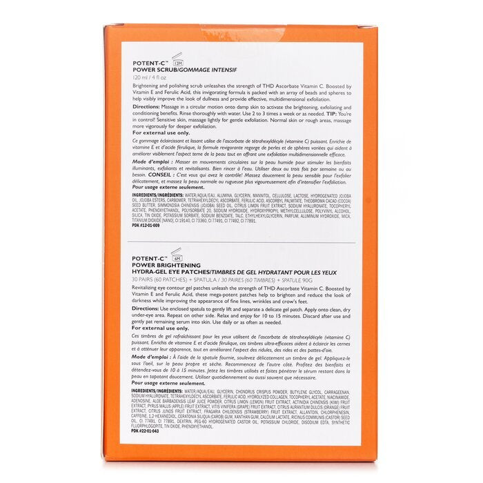 Full Size Potent C Vitamin C Brighteners 2 Piece Kit: Potent C Power Scrub + Potent C Hydra Gel Eye Patches 120ml
